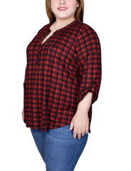 Plus Size 3/4 Roll Sleeve Top