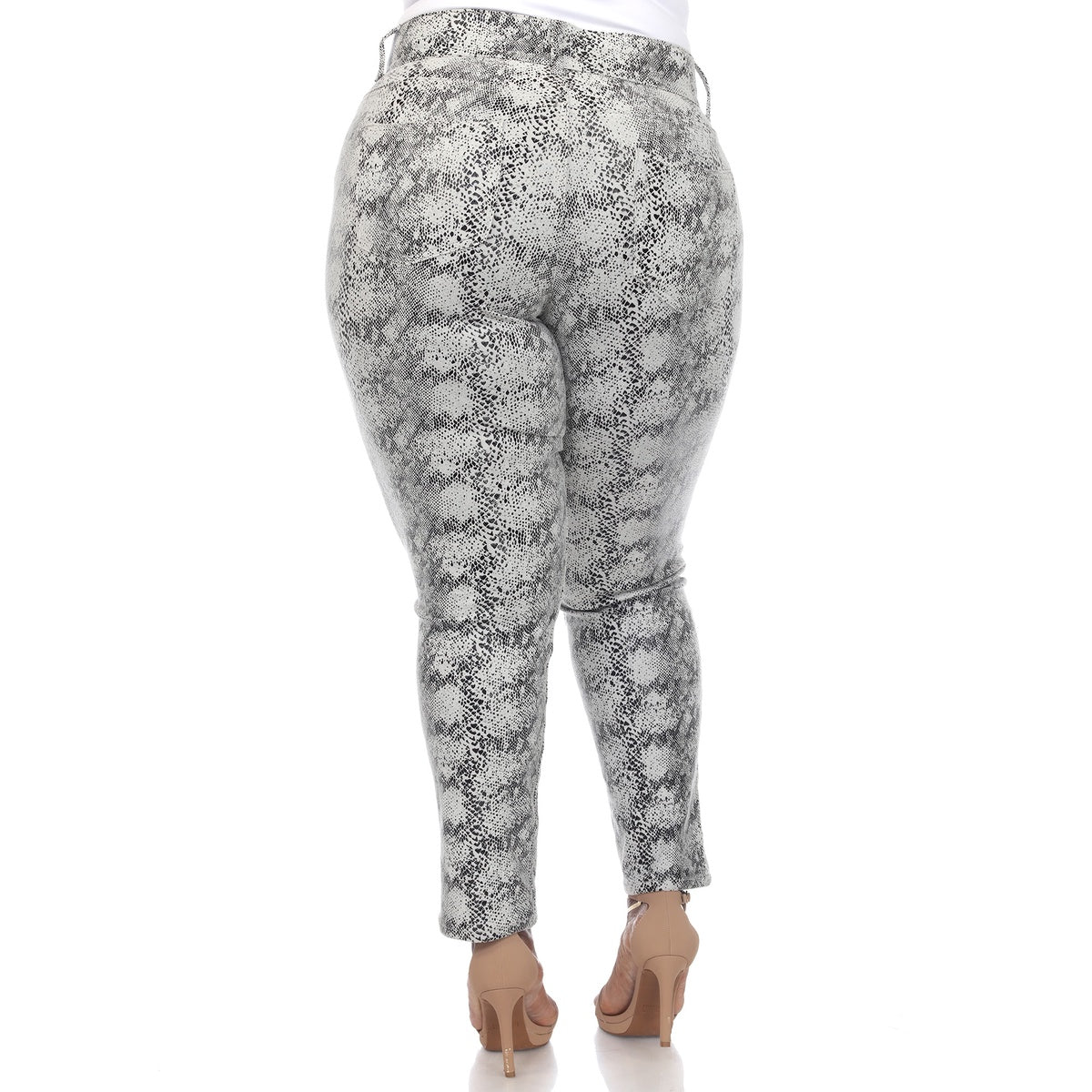  White Mark Plus Size Faux Suede Snake Print Pants - 14 - Bonton