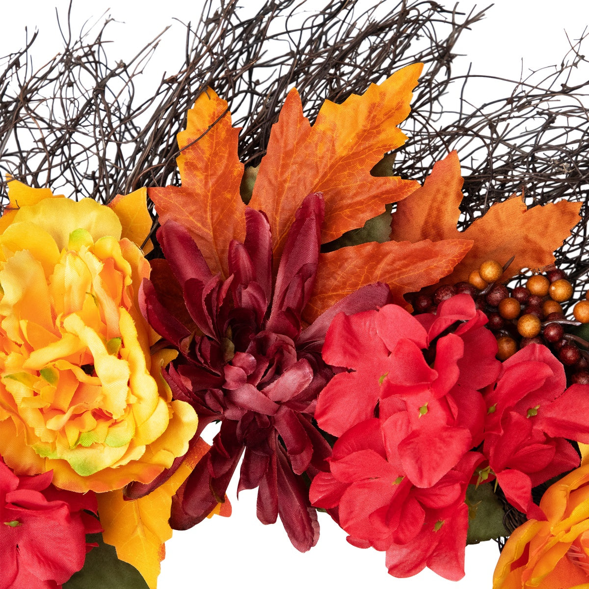  Northlight Peony and Mum Artificial Fall Harvest Wreath  24-Inch - Default Title - Bonton