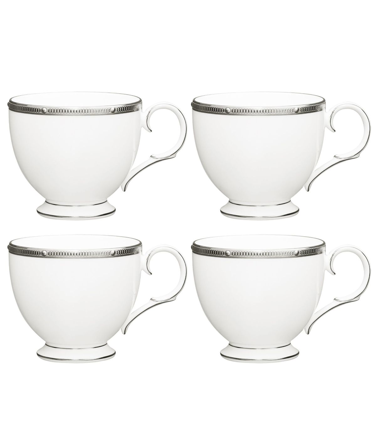  Noritake Rochelle Set of 4 Cups - Platinum - Bonton