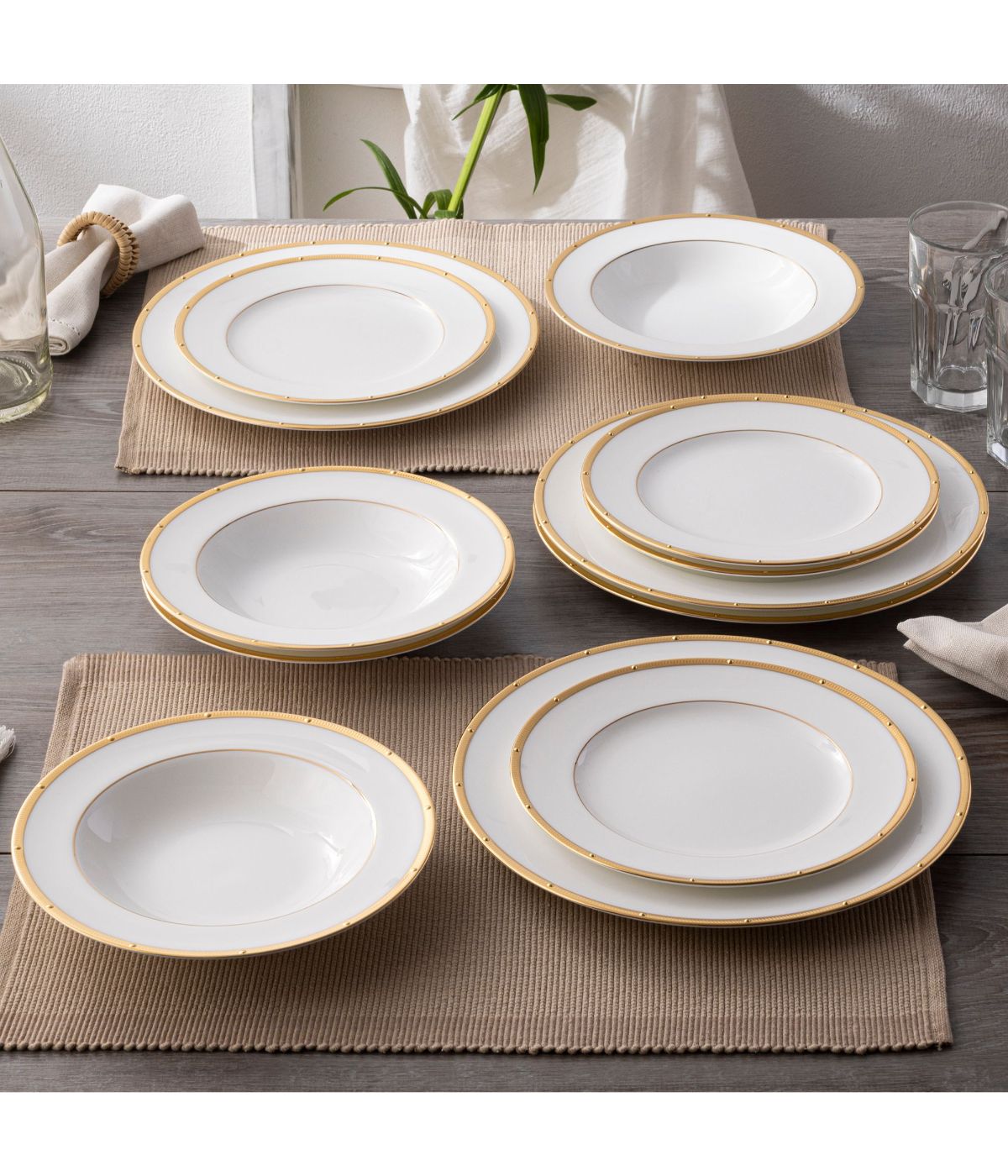  Noritake Rochelle 12 Piece Set, Service for 4 - Gold - Bonton