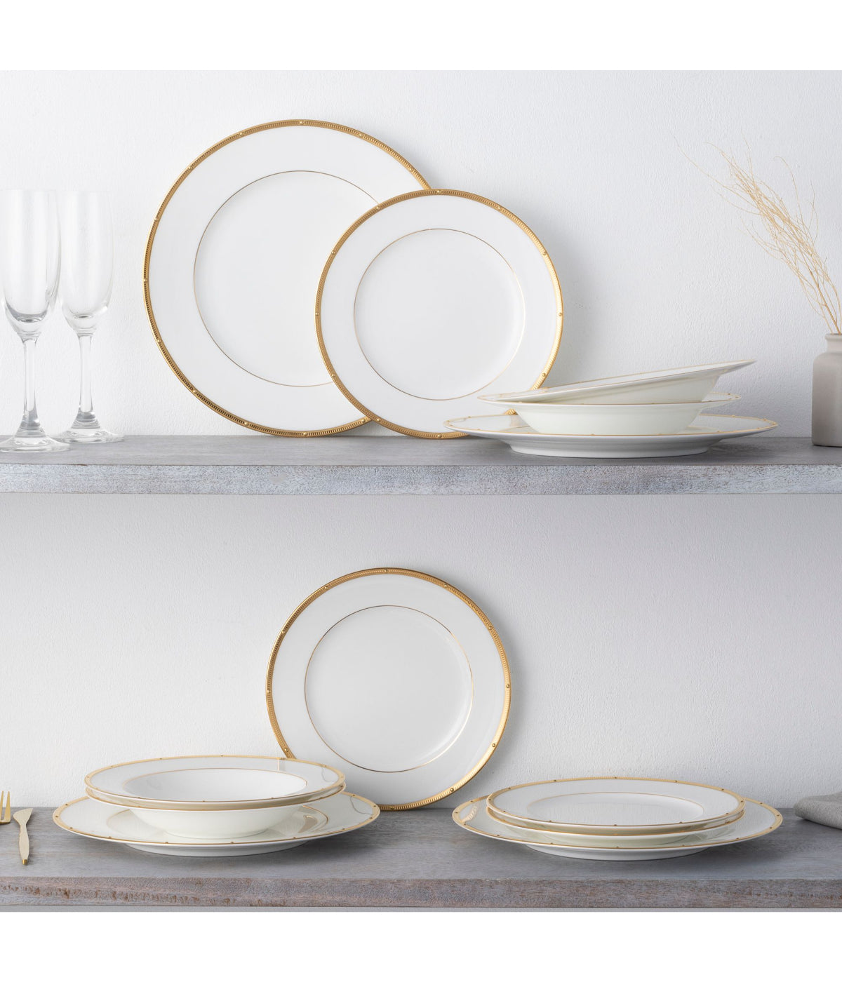  Noritake Rochelle 12 Piece Set, Service for 4 - Gold - Bonton