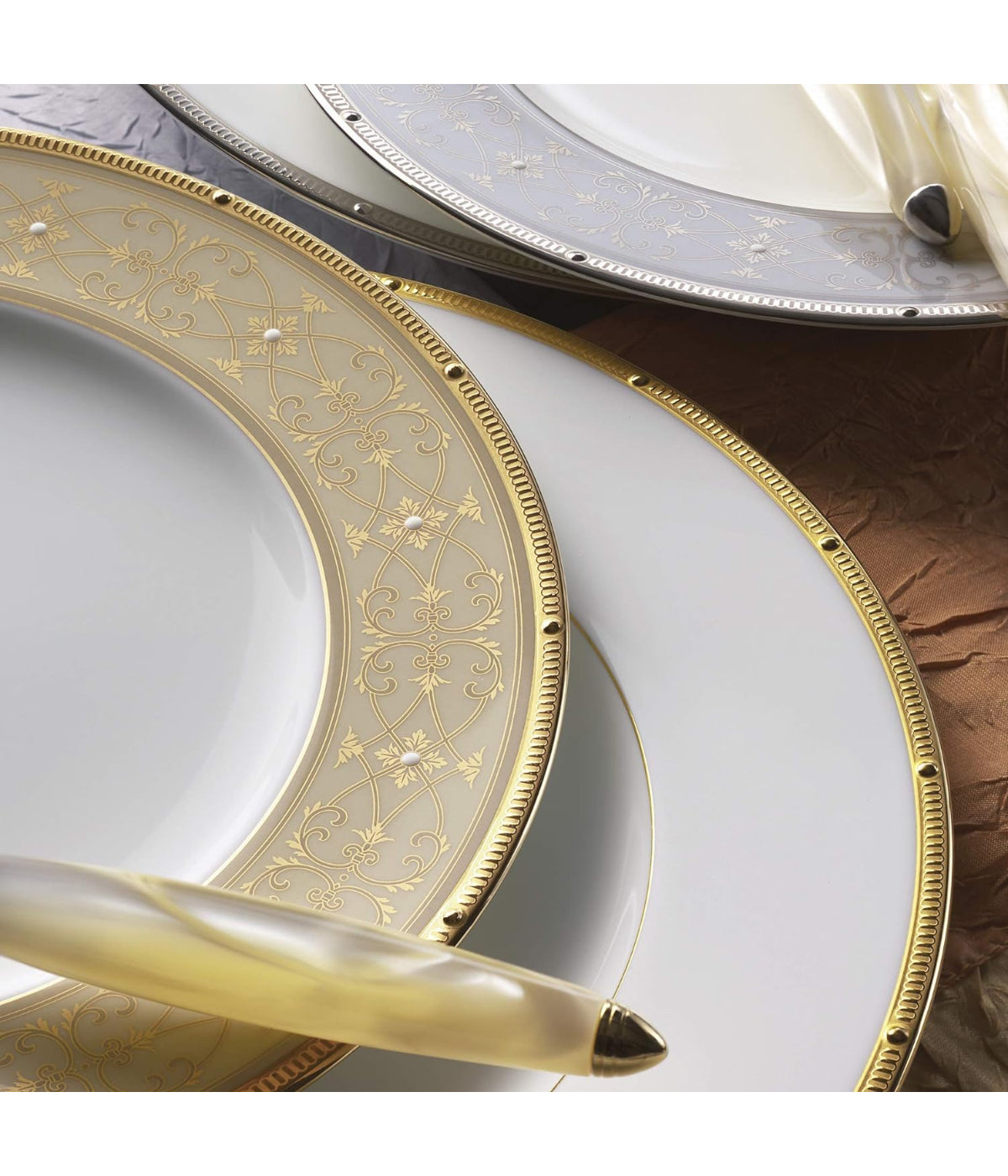  Noritake Rochelle Set of 4 Dinner Plates - Gold - Bonton