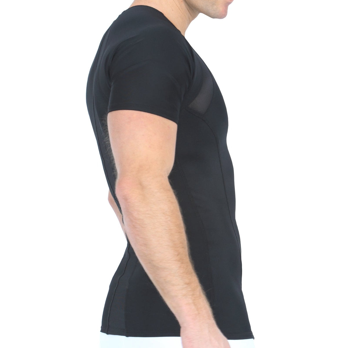  InstantFigure Insta Slim Compression Side & Back Power Mesh Panel V_Neck Shirt VS2307 - White - Bonton