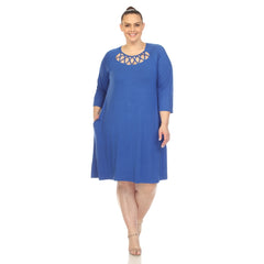 Plus Size Criss Cross Neckline Swing Midi Dress