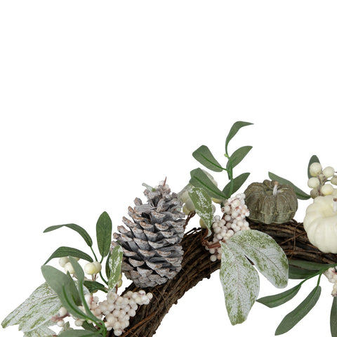 20" Pumpkin and Berries With Pinecones Artificial Fall Harvest Twig Wreath  20-Inch  Unlit