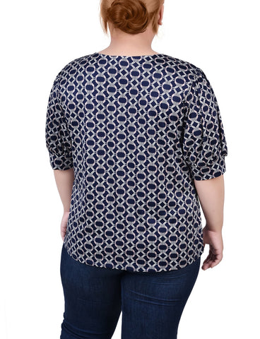 Short Sleeve Balloon Sleeve Top