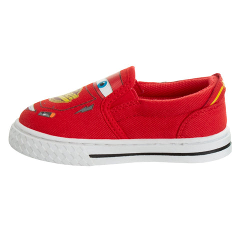 Josmo Disney Boy's Lightning McQueen Cars Slip-on Shoes - Lowtop Canvas Sneakers for Boys (Sizes: 5-10 Toddlerss)