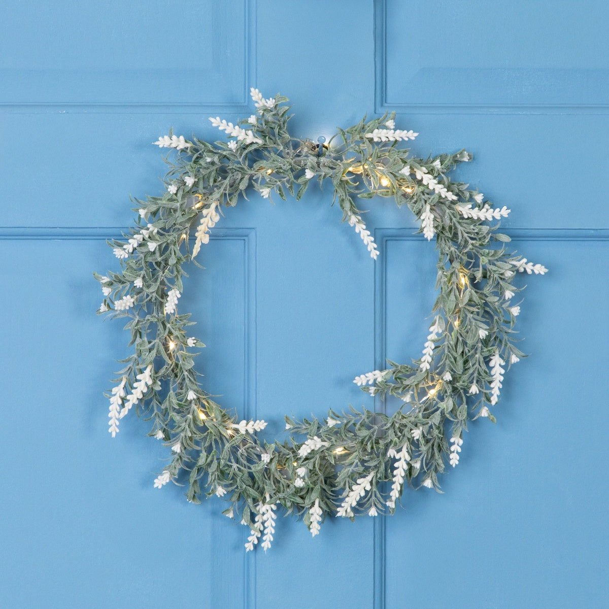  Northlight Pre-Lit Battery Operated White Lavender Spring Wreath - 16