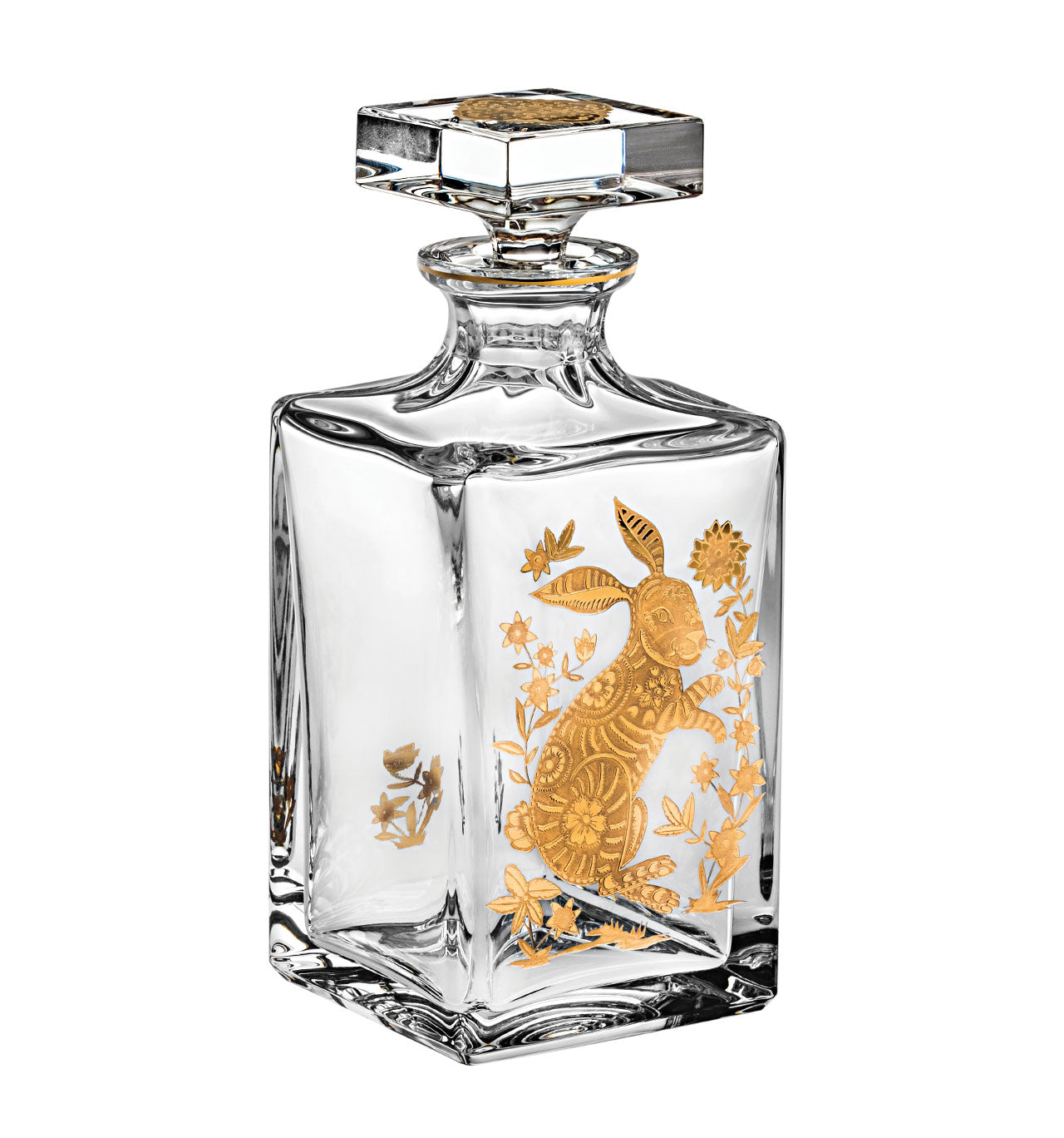  Vista Alegre Golden Rabbit Whisky Decanter - Clear/Gold - Bonton