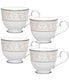  Noritake Montvale Platinum Set of 4 Cups - White - Bonton