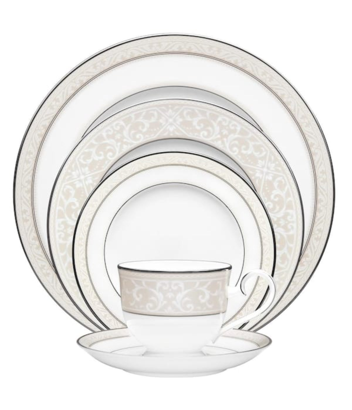  Noritake Montvale Platinum Set of 4 Cups - White - Bonton