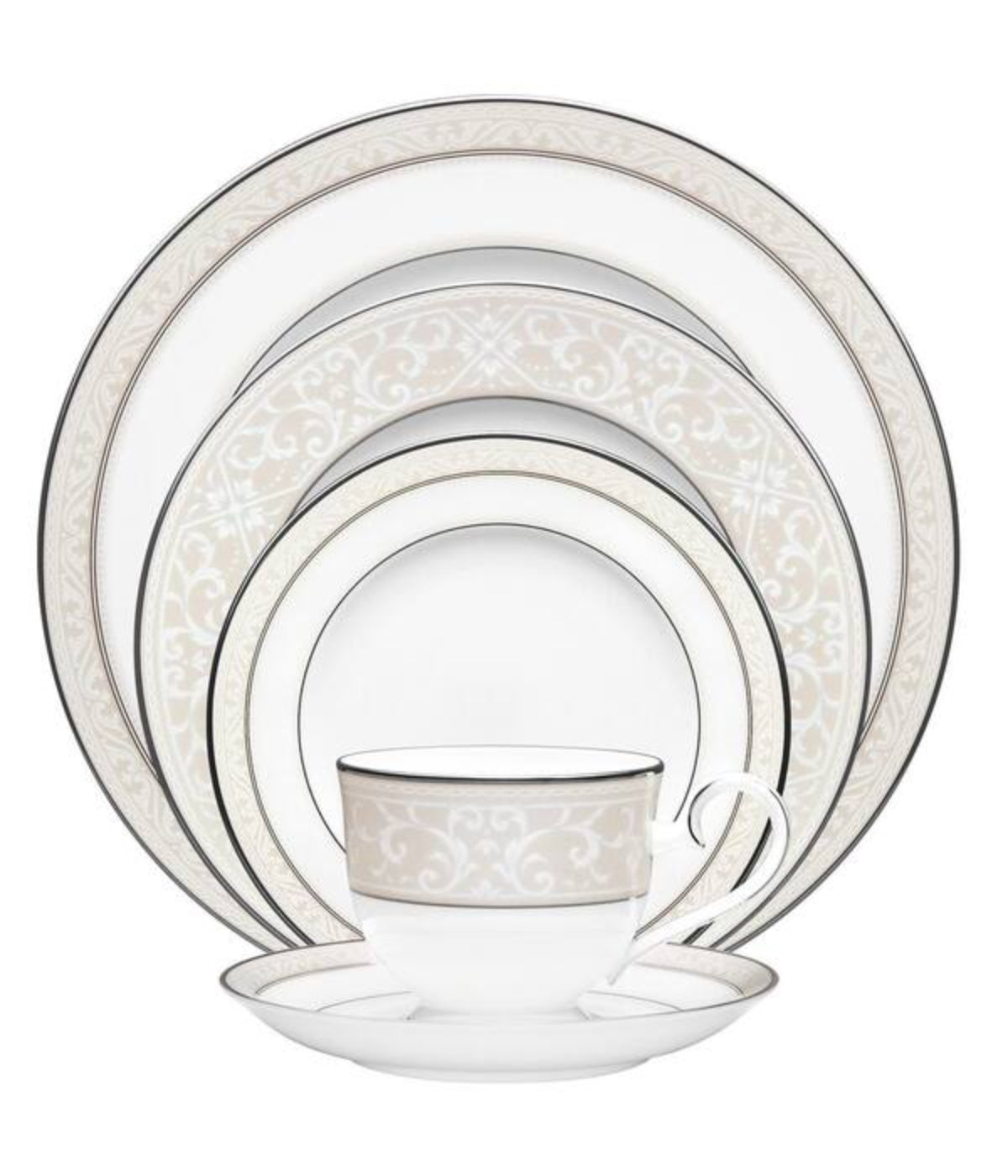  Noritake Montvale Platinum Set of 4 Saucers - White - Bonton