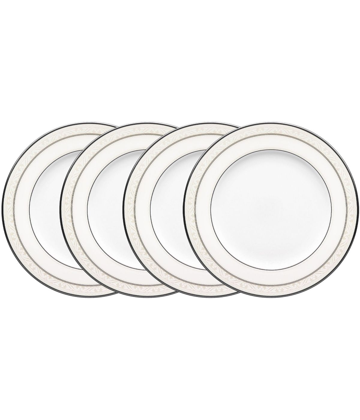  Noritake Montvale Platinum Set of 4 Bread & Butter/Appetizer Plates - White - Bonton