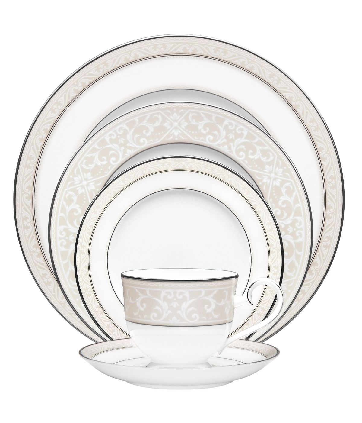  Noritake Montvale Platinum Set of 4 Bread & Butter/Appetizer Plates - White - Bonton