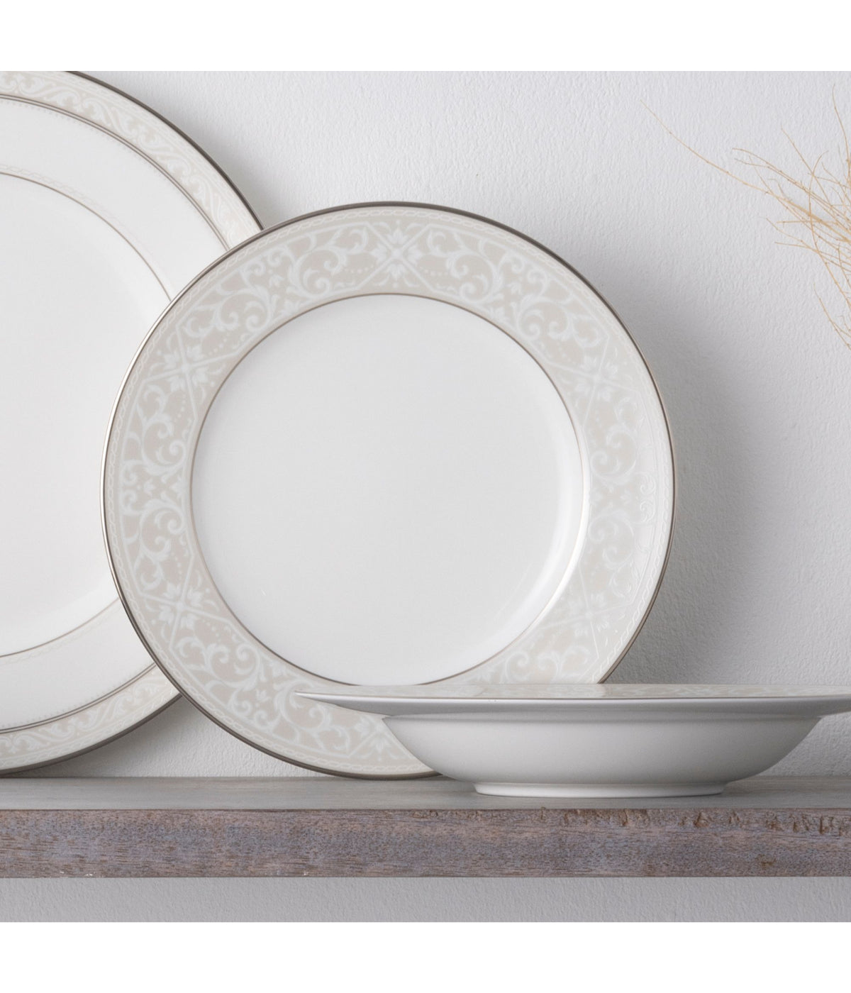  Noritake Montvale Platinum Set of 4 Salad Plates - White - Bonton