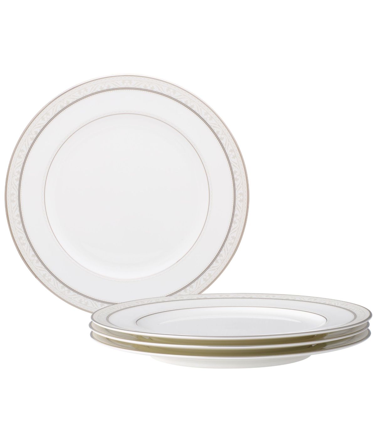  Noritake Montvale Platinum Set of 4 Dinner Plates - White - Bonton