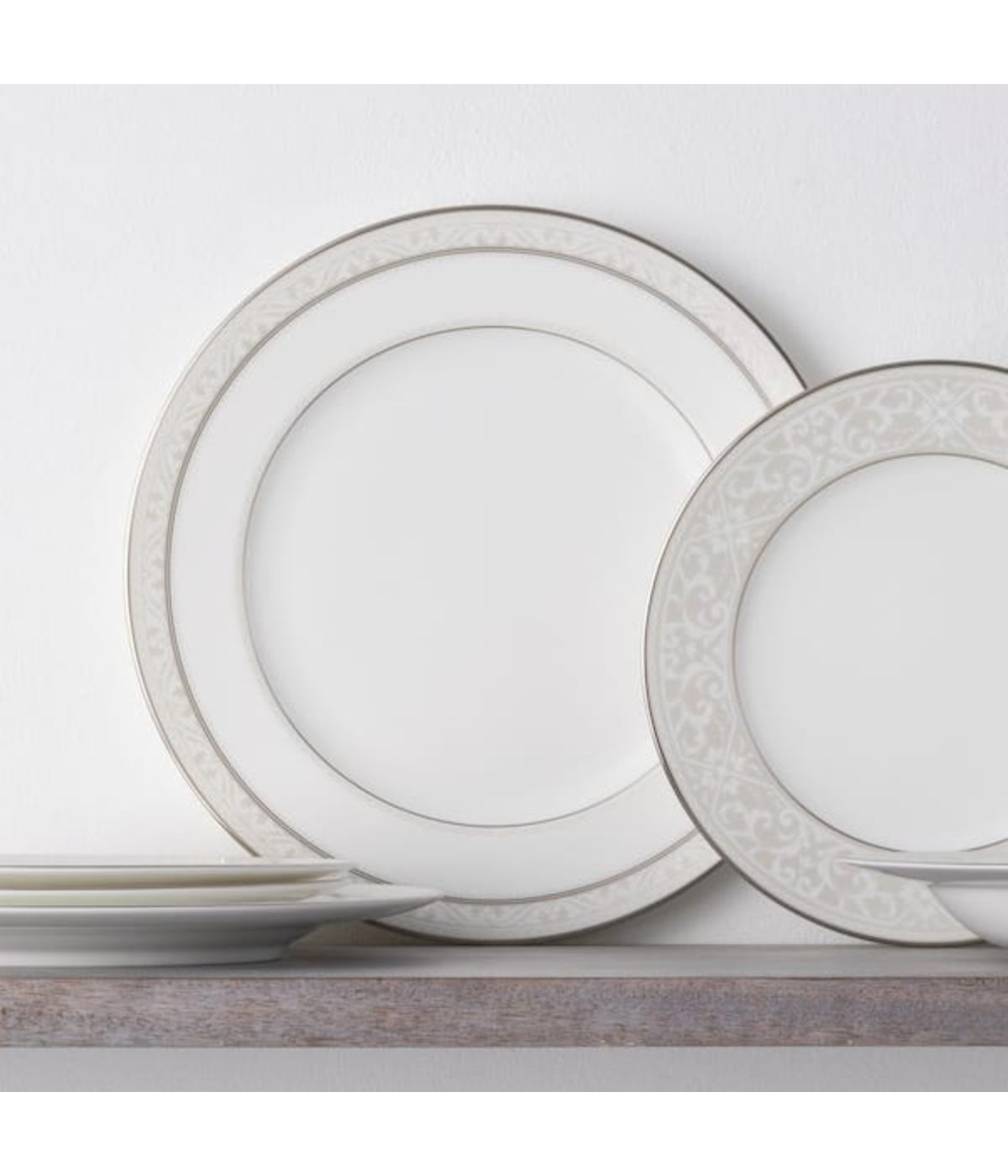  Noritake Montvale Platinum Set of 4 Dinner Plates - White - Bonton