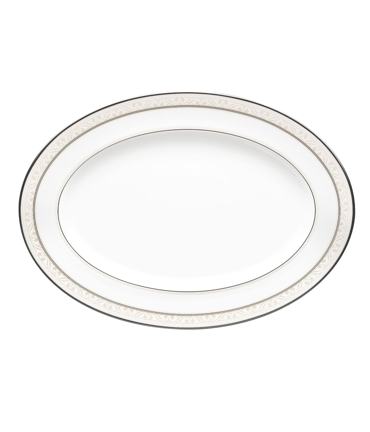  Noritake Montvale Platinum Oval Platter - White - Bonton