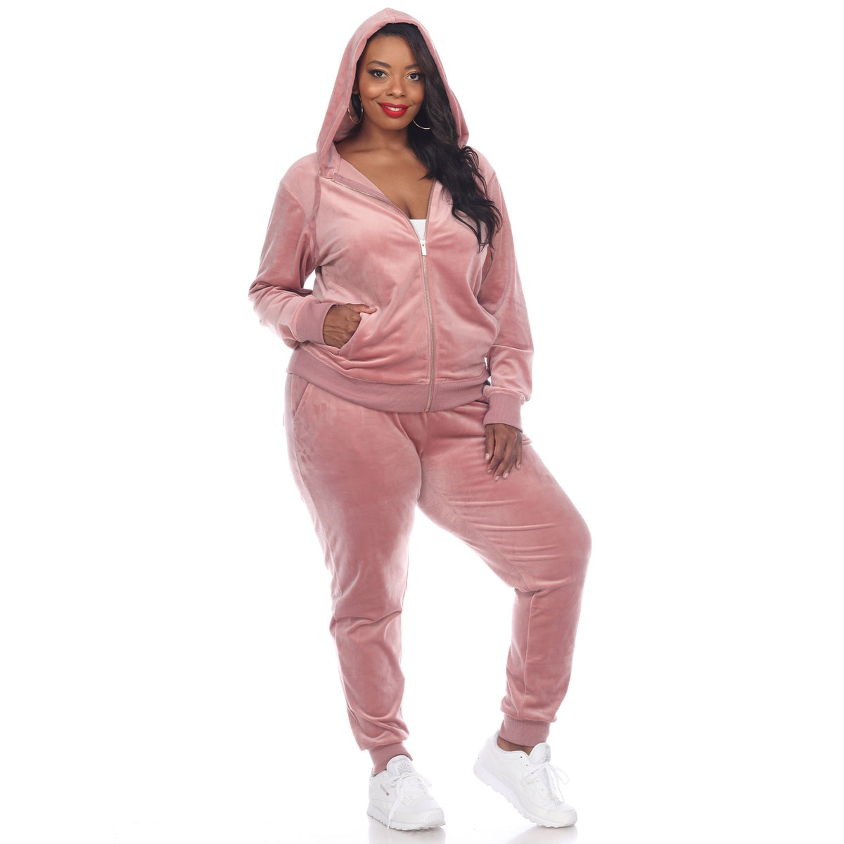  White Mark Plus Size 2 Piece Velour Tracksuit Set - 1X - Bonton