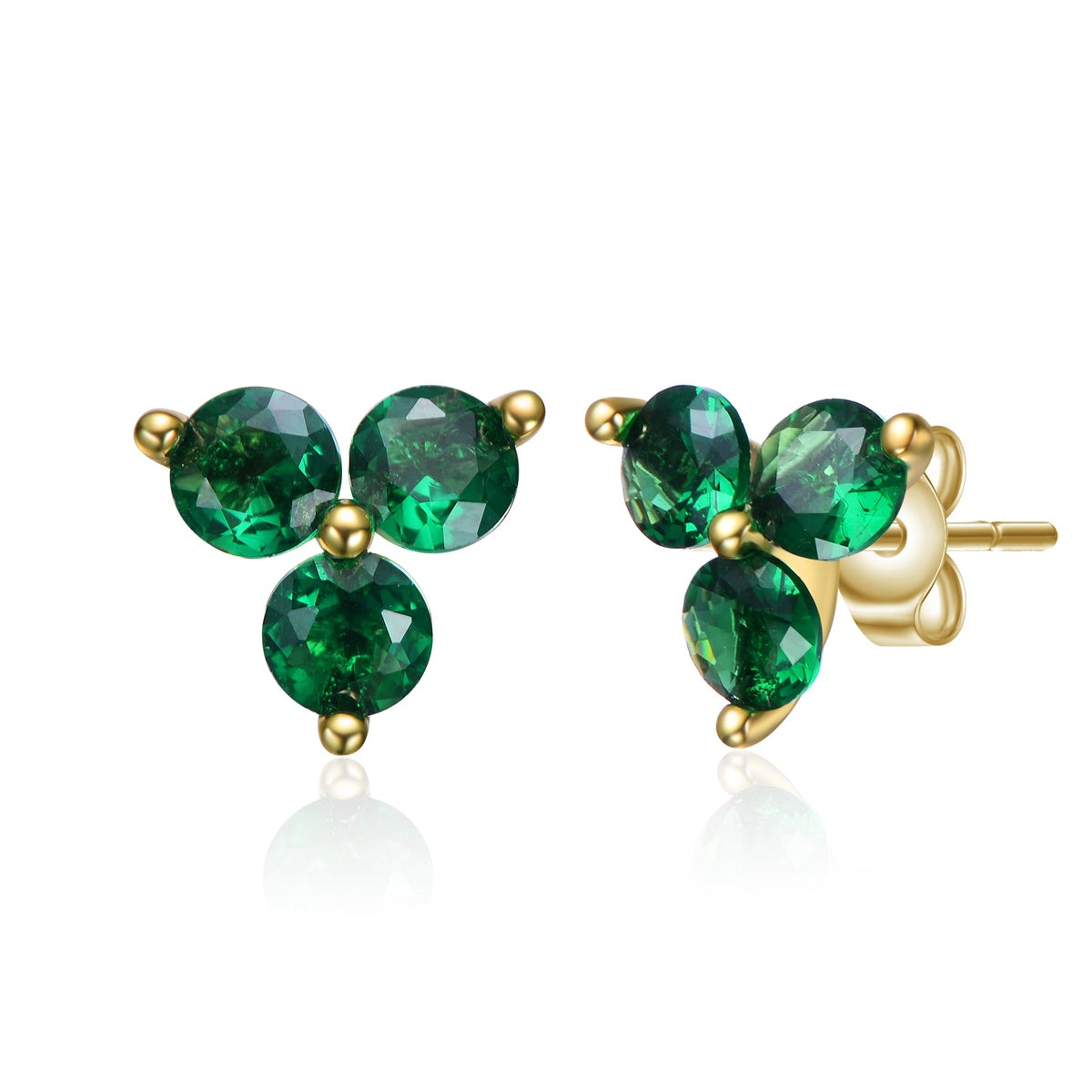  GigiGirl Kids 14k Gold Plated Colored Cubic Zirconia Stud Earrings - Green - Bonton