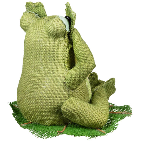 Peaking Frog With Bowtie Sitting on Lily Pad Spring Decoration - 8"