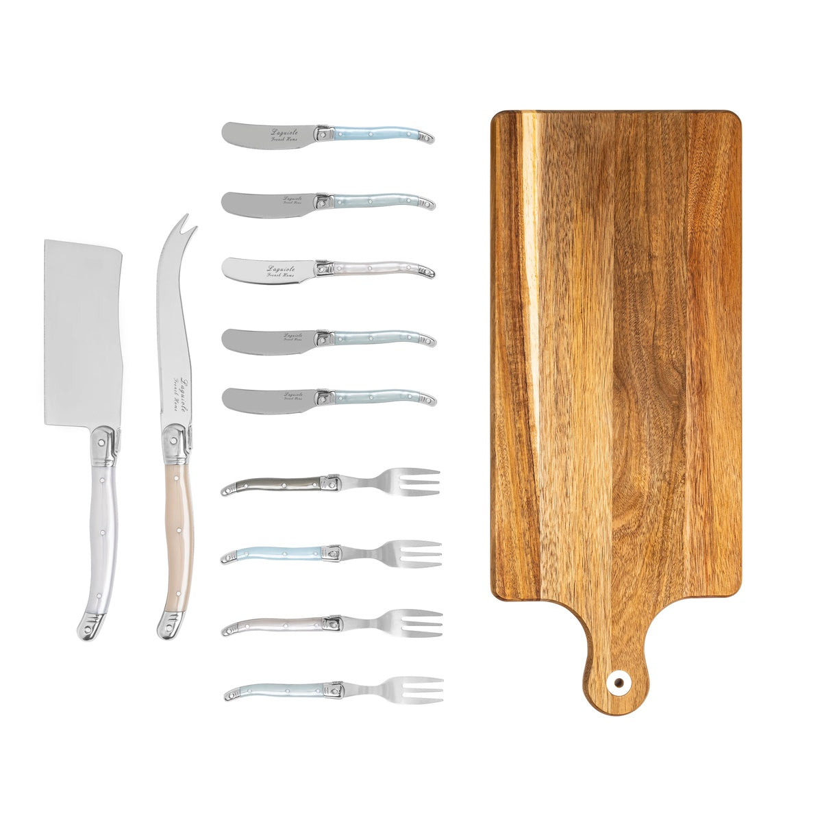  French Home Laguiole Charcuterie Set in Mother of Pearl Colors With Wood Serving Board - Default Title - Bonton