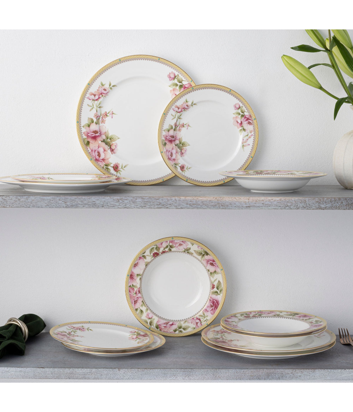  Noritake Hertford 12 Piece Set, Service for 4 - Pink - Bonton