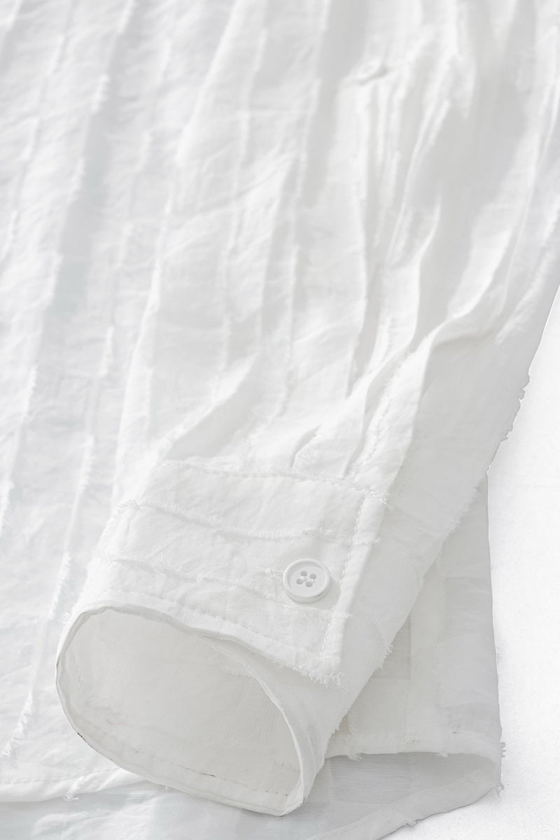  Barocco Haven Textured Long Sleeve Shirt WHITE - WHITE - Bonton