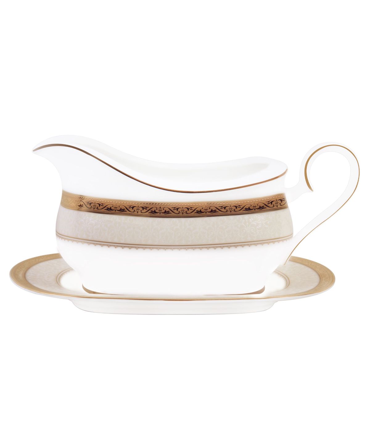  Noritake Odessa Gravy with Tray - Gold - Bonton