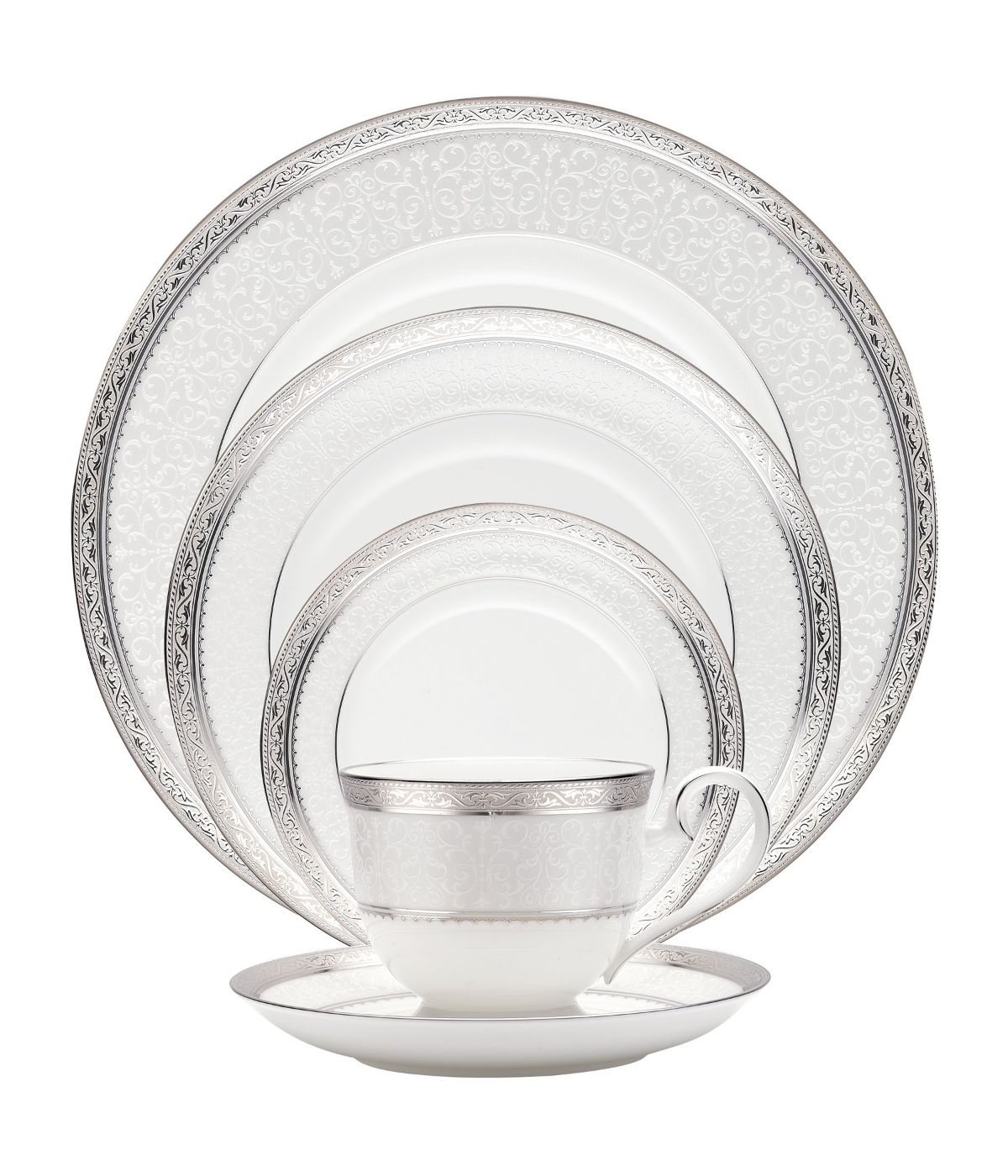  Noritake Odessa 5 Piece Place Setting - Platinum - Bonton