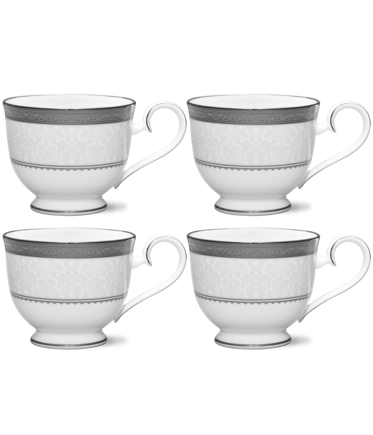  Noritake Odessa Set of 4 Cups - Platinum - Bonton