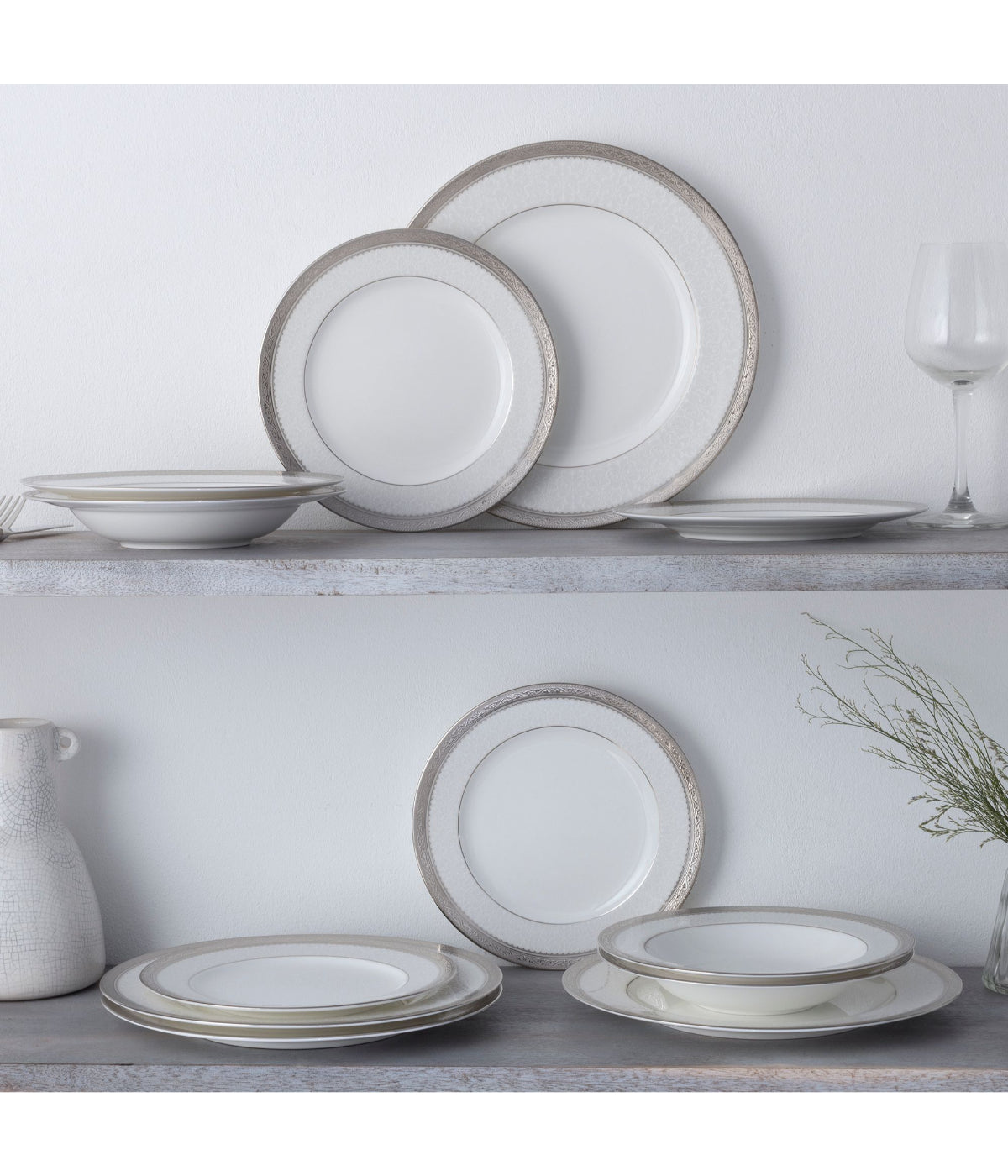  Noritake Odessa Set of 4 Salad Plates - Platinum - Bonton