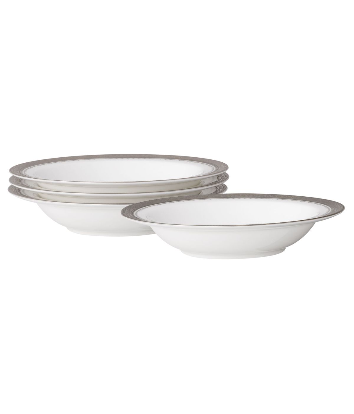  Noritake Odessa Set of 4 Fruit Bowls - Platinum - Bonton