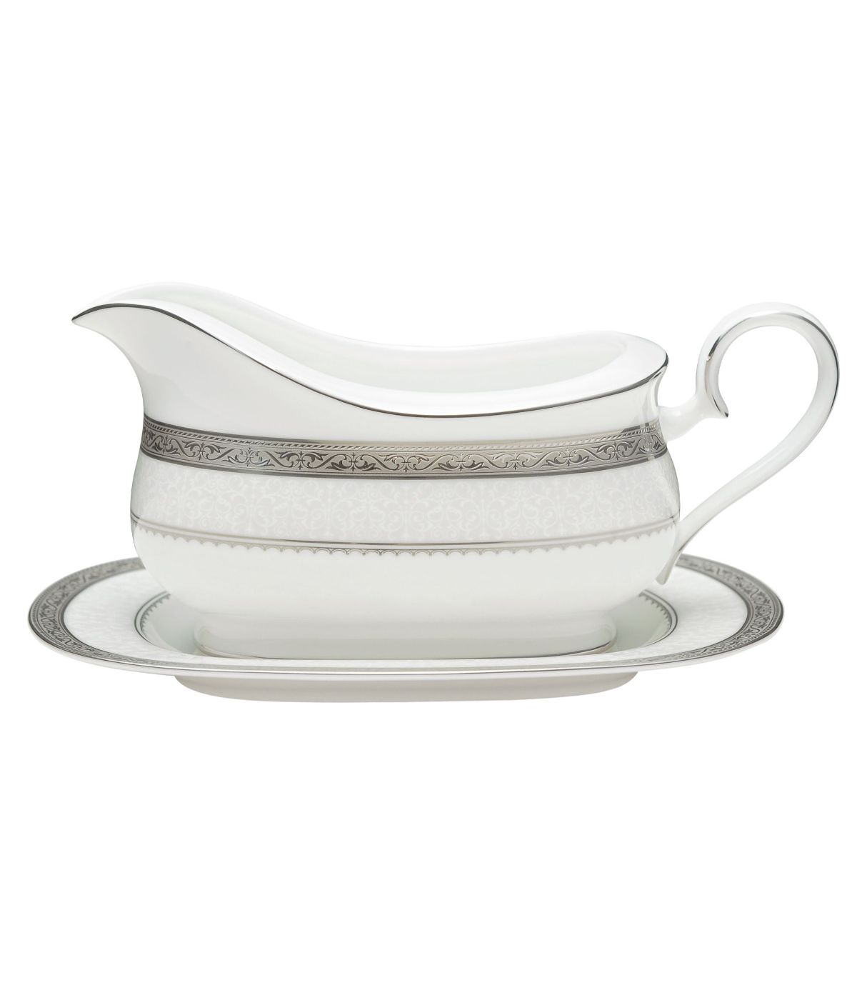  Noritake Odessa Gravy with Tray - Platinum - Bonton