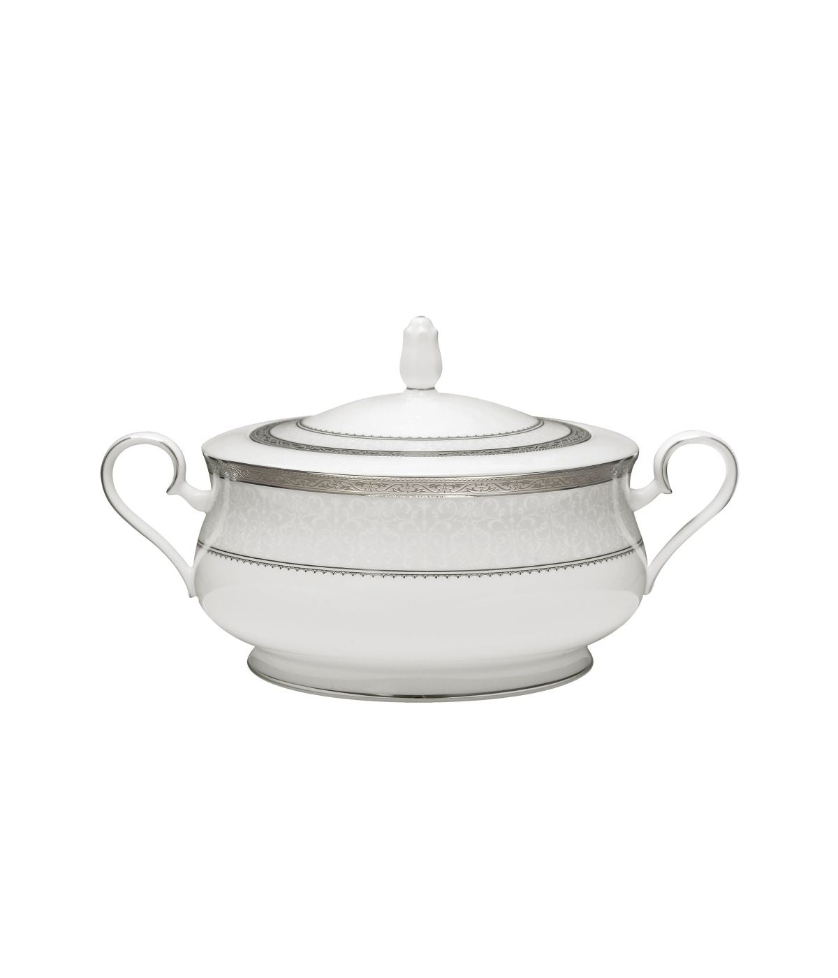  Noritake Odessa Covered Vegetable Bowl - Platinum - Bonton