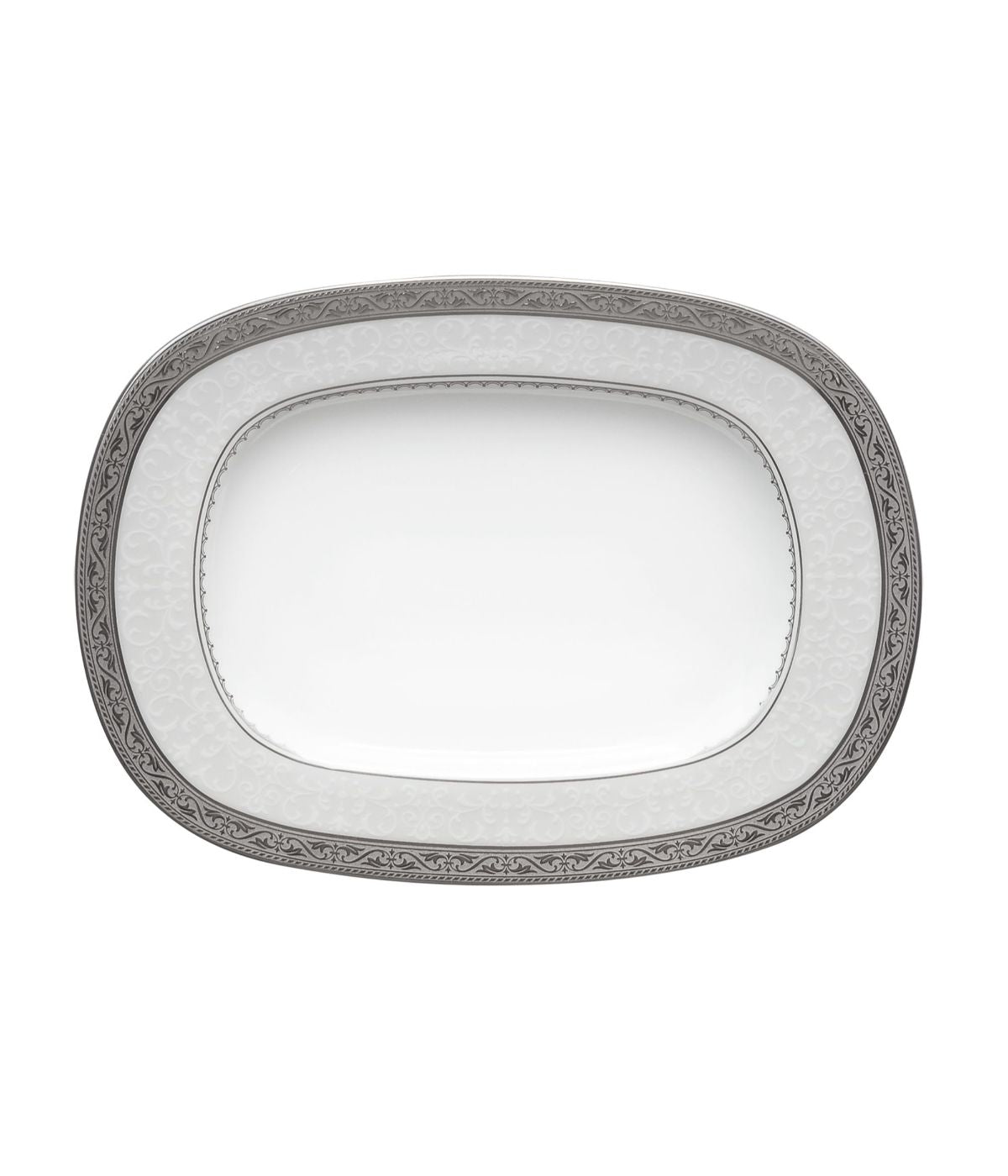  Noritake Odessa Butter/Relish Tray - Platinum - Bonton