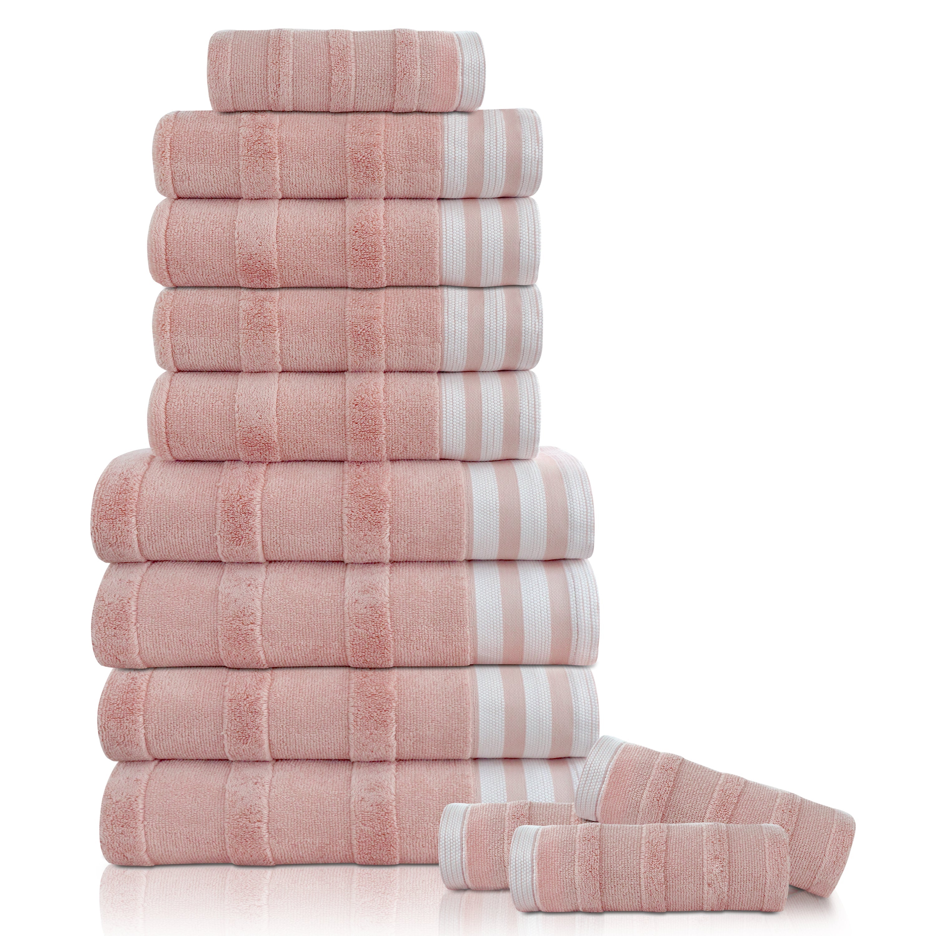  Kathy Ireland Home Kathy Ireland 12-Piece Jacquard Stripe Kyoto Towel Set - Gray - Bonton