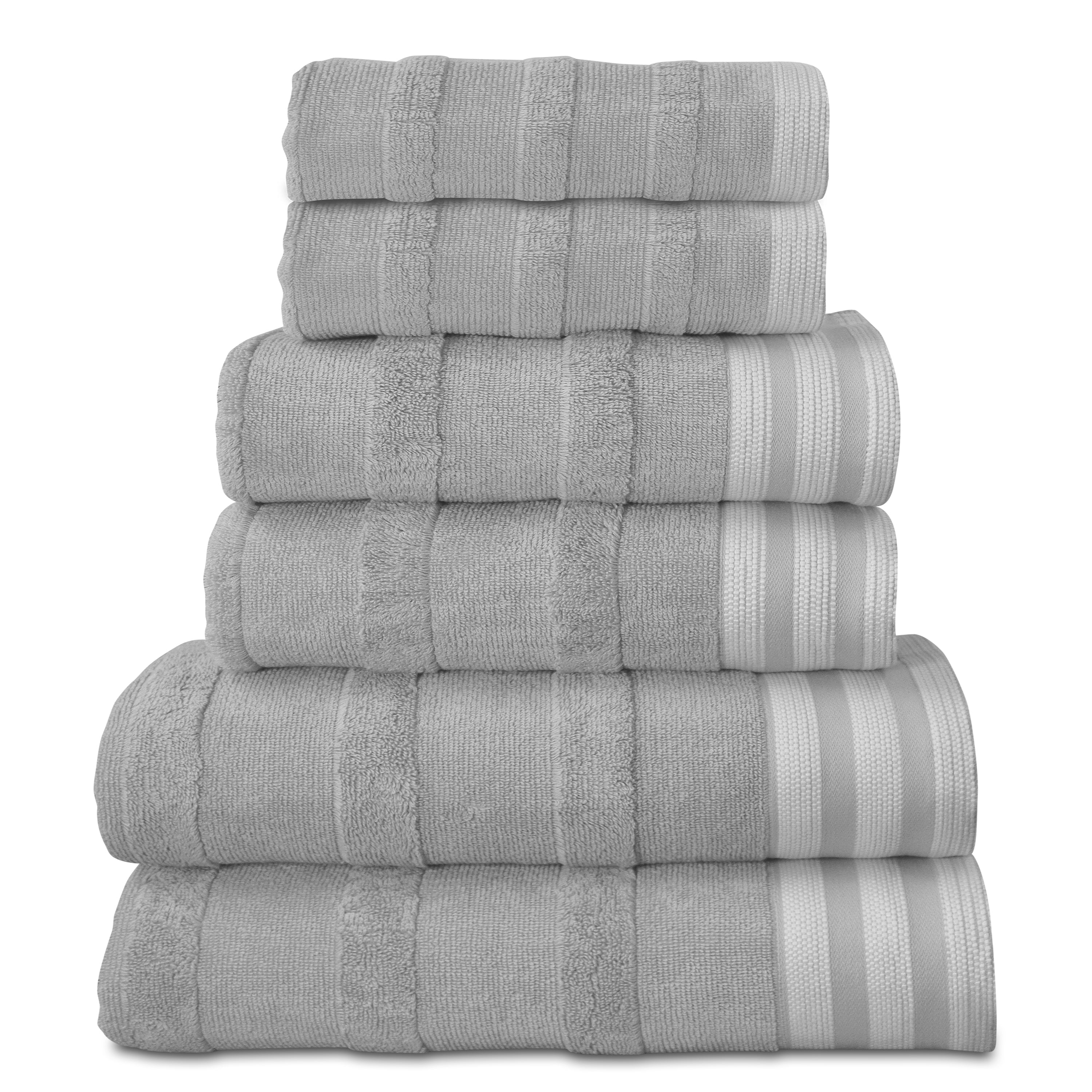  Kathy Ireland Home Kathy Ireland 6-Piece Jacquard Stripe Kyoto Towel Set - Gray - Bonton