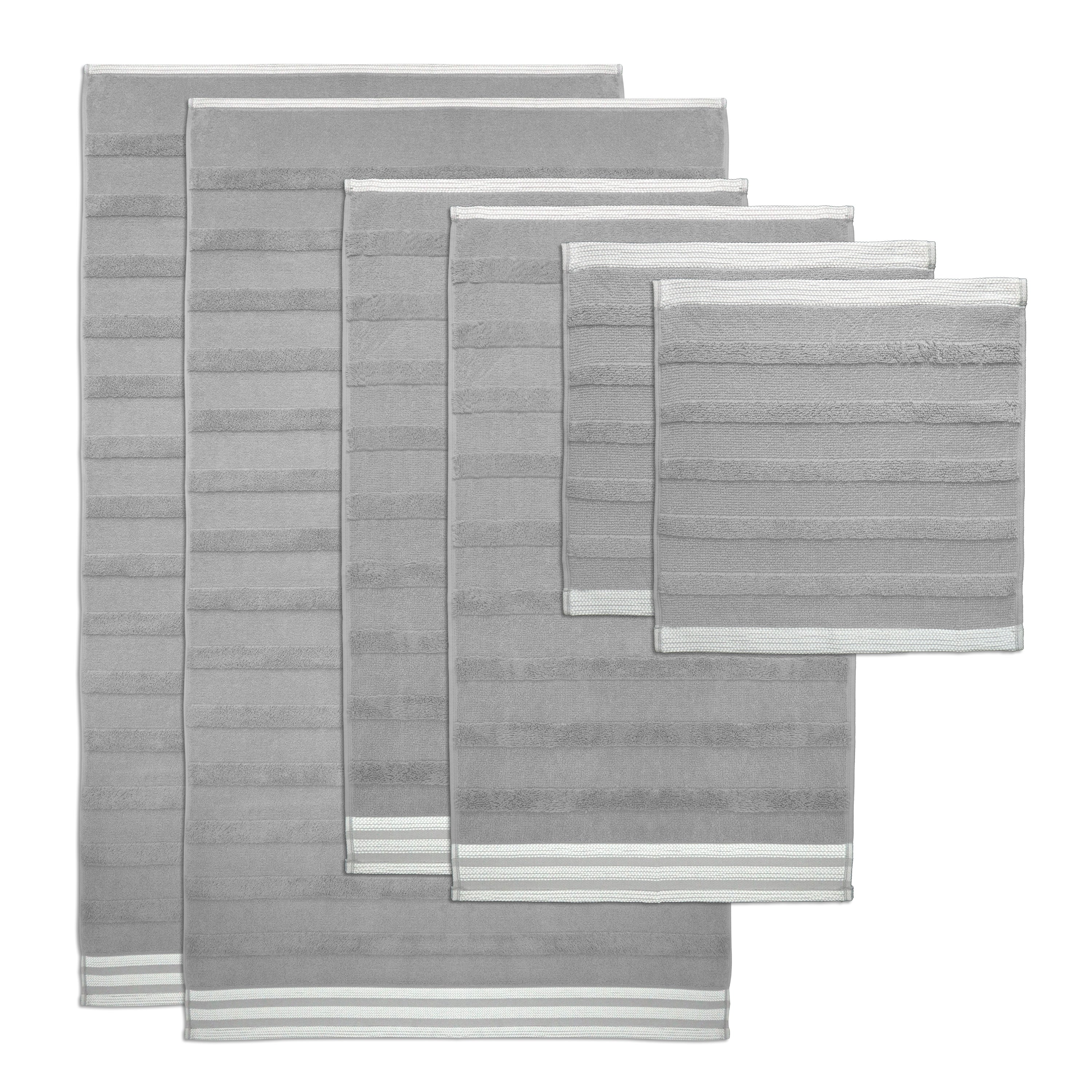  Kathy Ireland Home Kathy Ireland 12-Piece Jacquard Stripe Kyoto Towel Set - Gray - Bonton