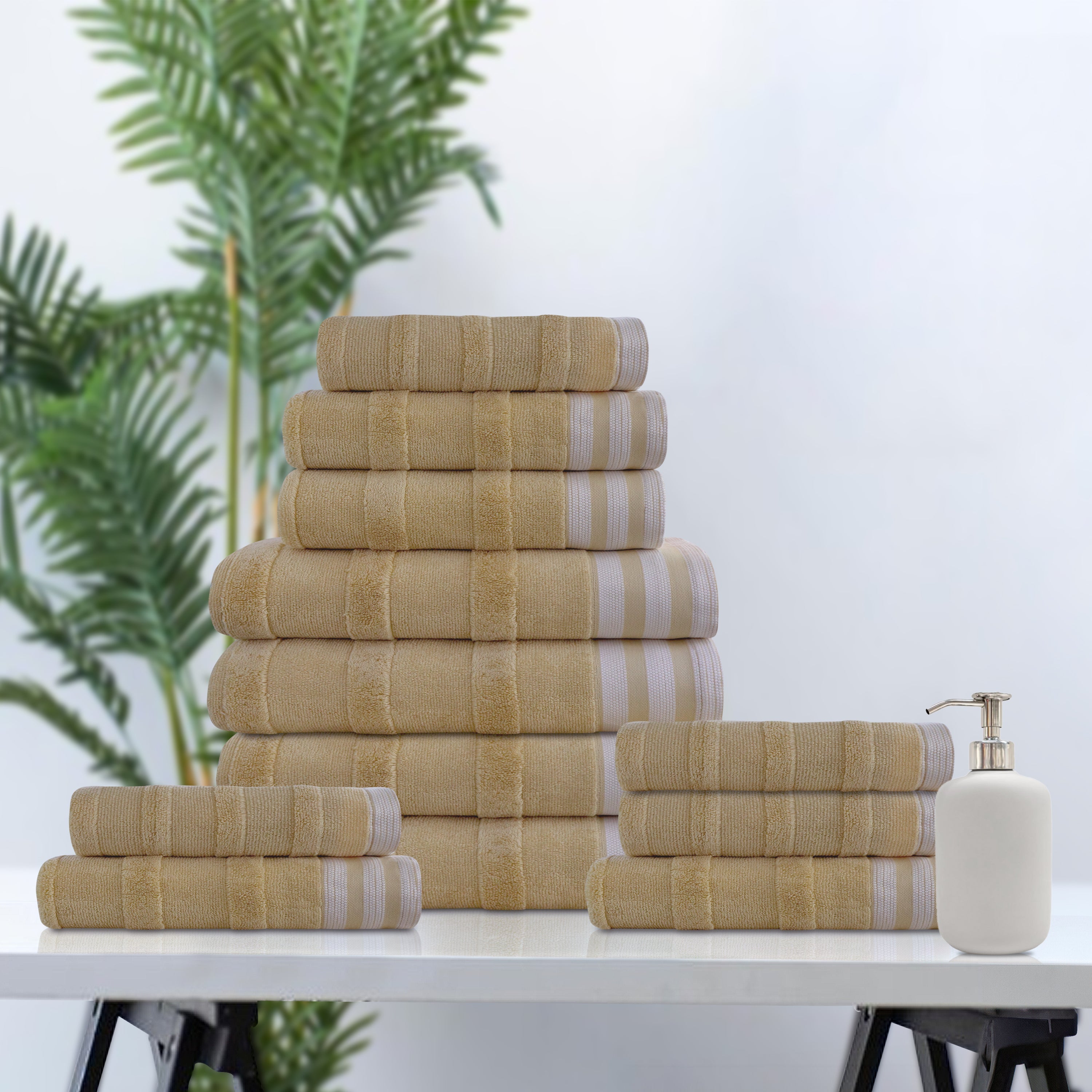  Kathy Ireland Home Kathy Ireland 12-Piece Jacquard Stripe Kyoto Towel Set - Gray - Bonton