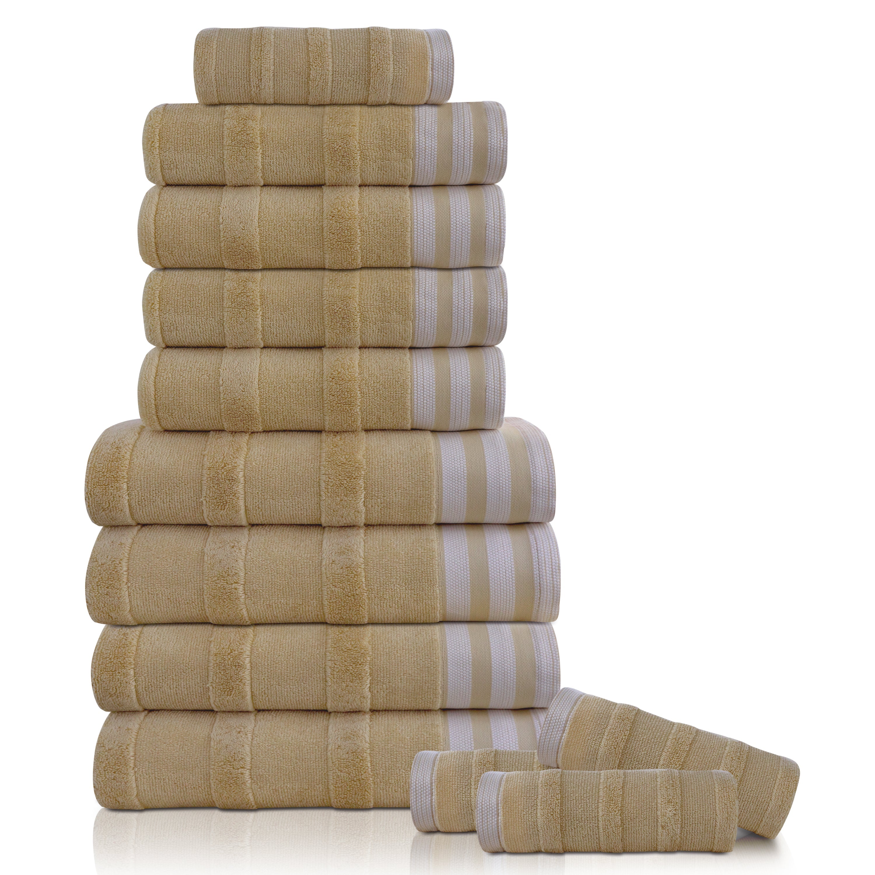  Kathy Ireland Home Kathy Ireland 12-Piece Jacquard Stripe Kyoto Towel Set - Gray - Bonton