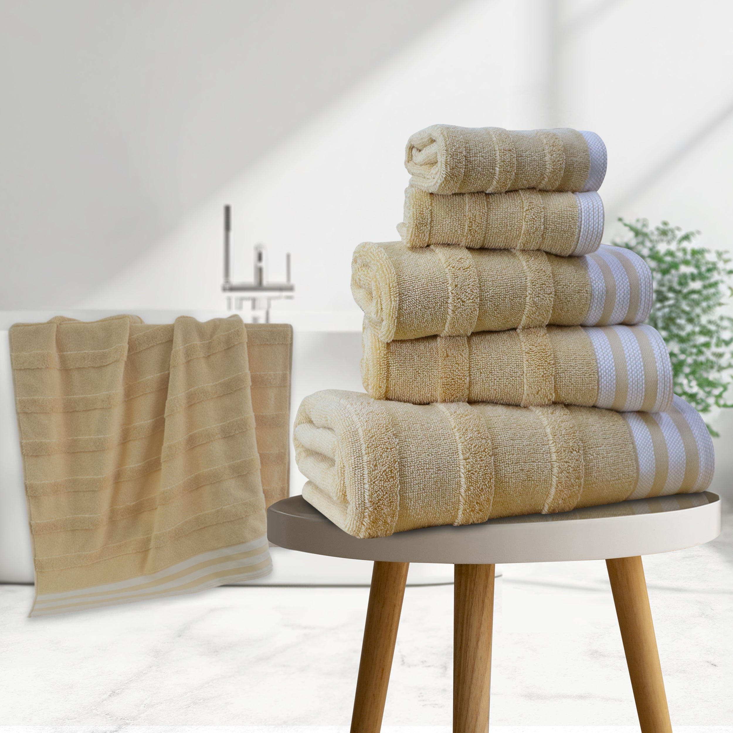  Kathy Ireland Home Kathy Ireland 6-Piece Jacquard Stripe Kyoto Towel Set - Gray - Bonton