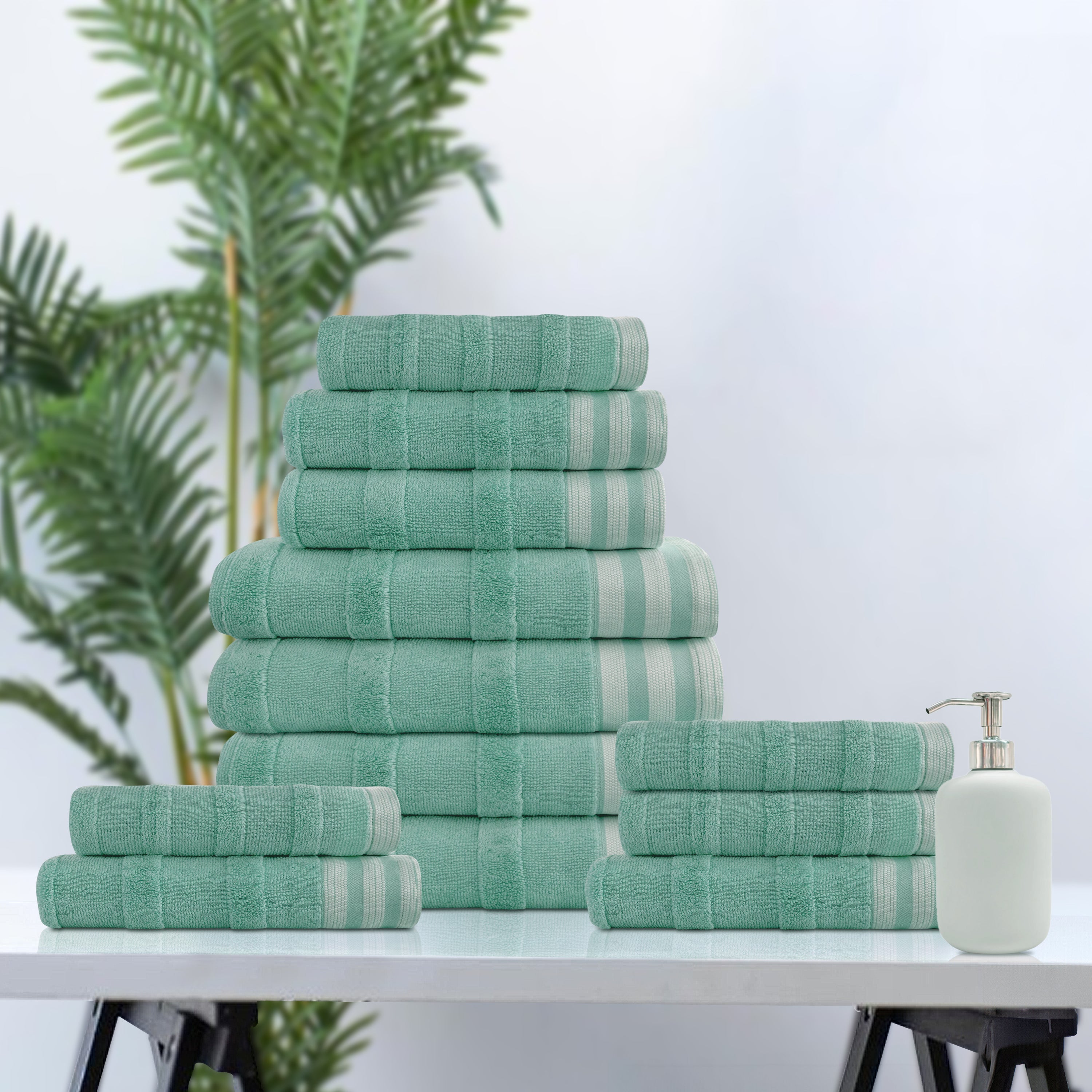  Kathy Ireland Home Kathy Ireland 12-Piece Jacquard Stripe Kyoto Towel Set - Gray - Bonton