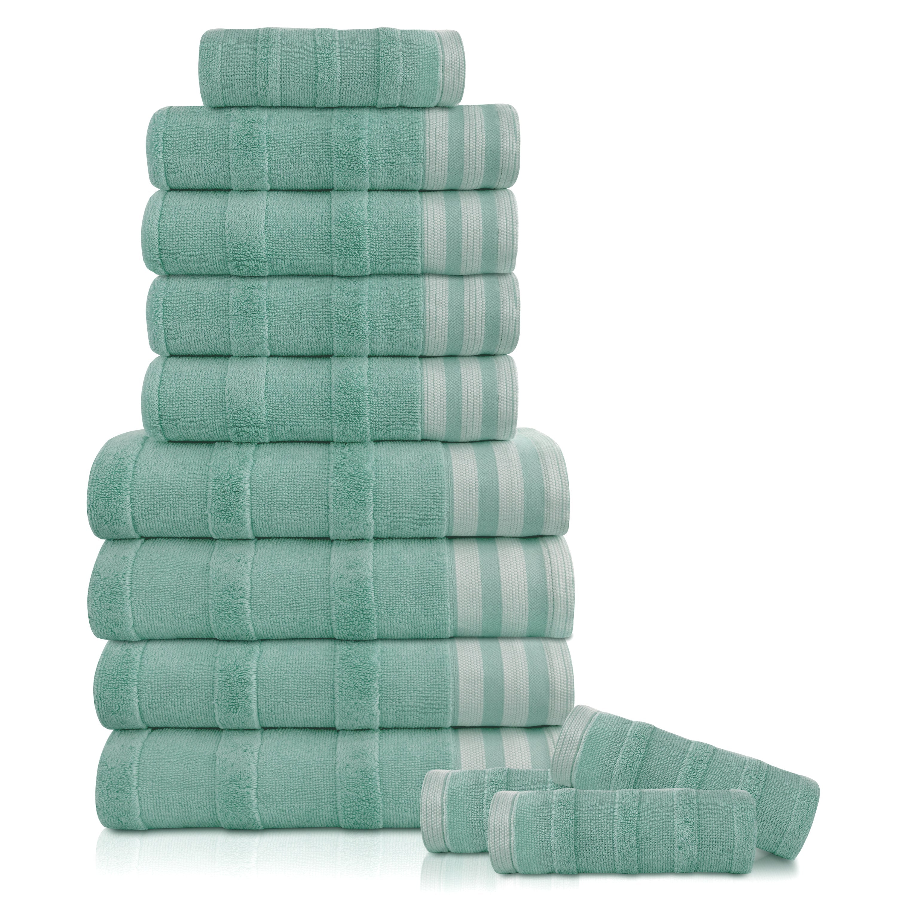  Kathy Ireland Home Kathy Ireland 12-Piece Jacquard Stripe Kyoto Towel Set - Gray - Bonton