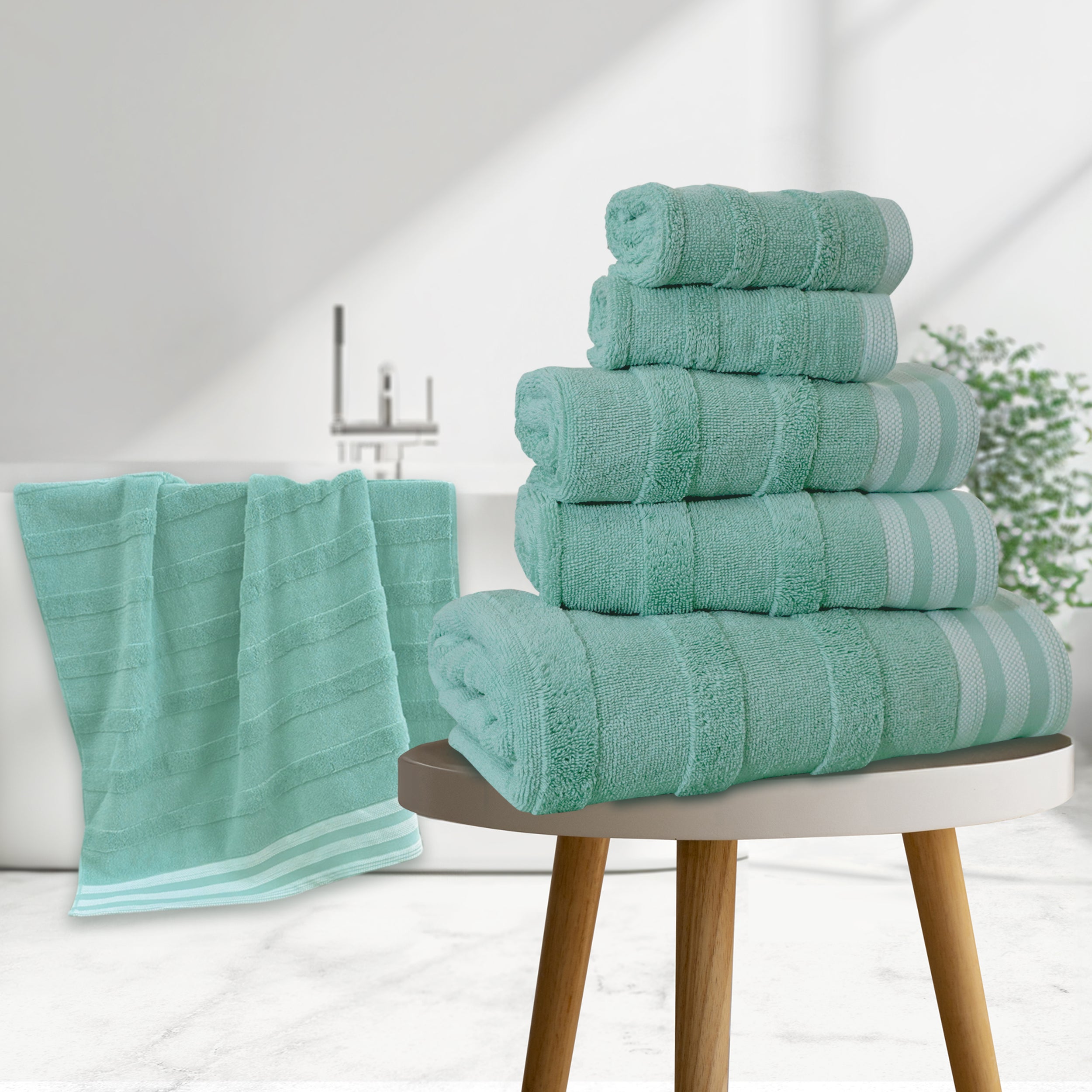  Kathy Ireland Home Kathy Ireland 6-Piece Jacquard Stripe Kyoto Towel Set - Gray - Bonton