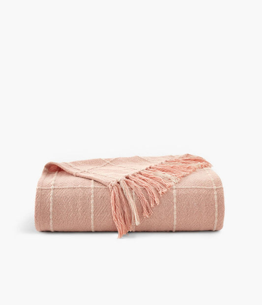 Truly Soft Windowpane Organic Throw Blanket Blush