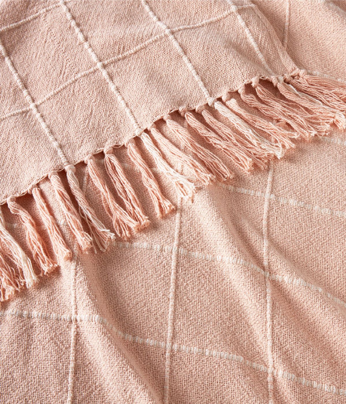  Windowpane Organic Throw Blanket Blush - Blush - Bonton