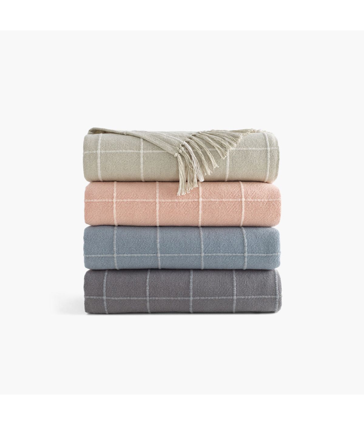  Windowpane Organic Throw Blanket Blush - Blush - Bonton