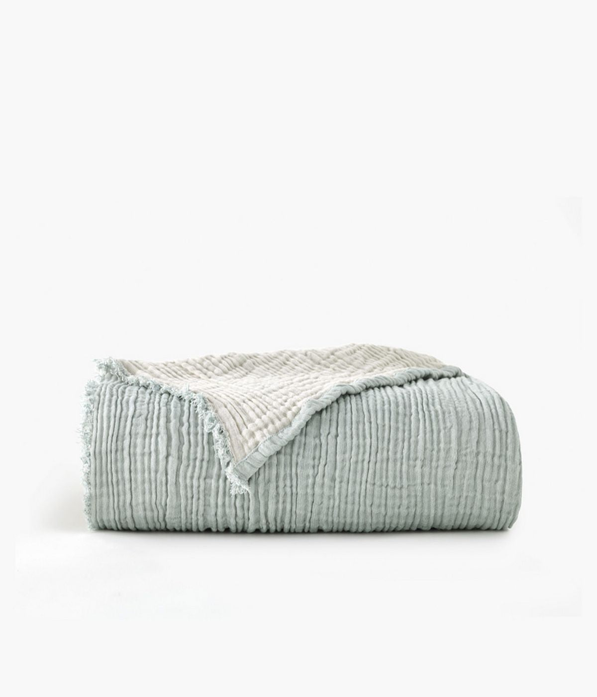  Two-Toned Organic Throw Blanket Light Blue - Light Blue - Bonton